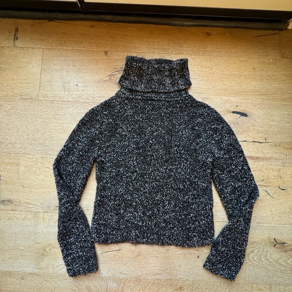 Made in France Marled Black/White Turtleneck Sweater size S/M Paris pricefirm - Picture 6 of 9